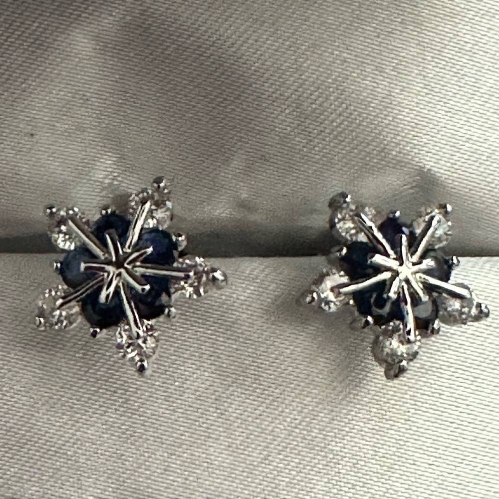 Silver and Blue Snowflake/Starburst Clip-on earrings, new never worn.